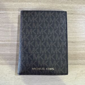MICHAEL KORS Leather Jet Set Travel Passport Holder Wallet Case Brown Signature